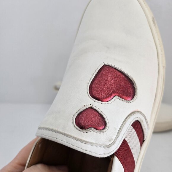 Bally | Henrika Heart Embroidered white leather tennis prep sneakers | WMS 7.5 - Picture 3 of 10
